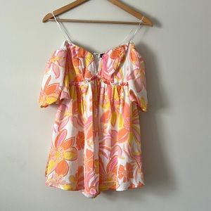 Pink Floral Off-Shoulder Romper